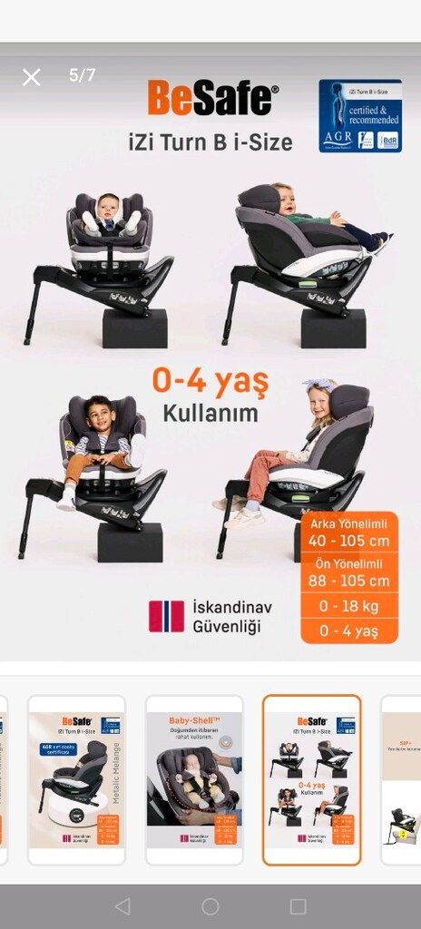 BeSafe Izi Turn I-size 0-18 kg 360 ° Dönebilen İsofix'li Oto Koltuğu - 5