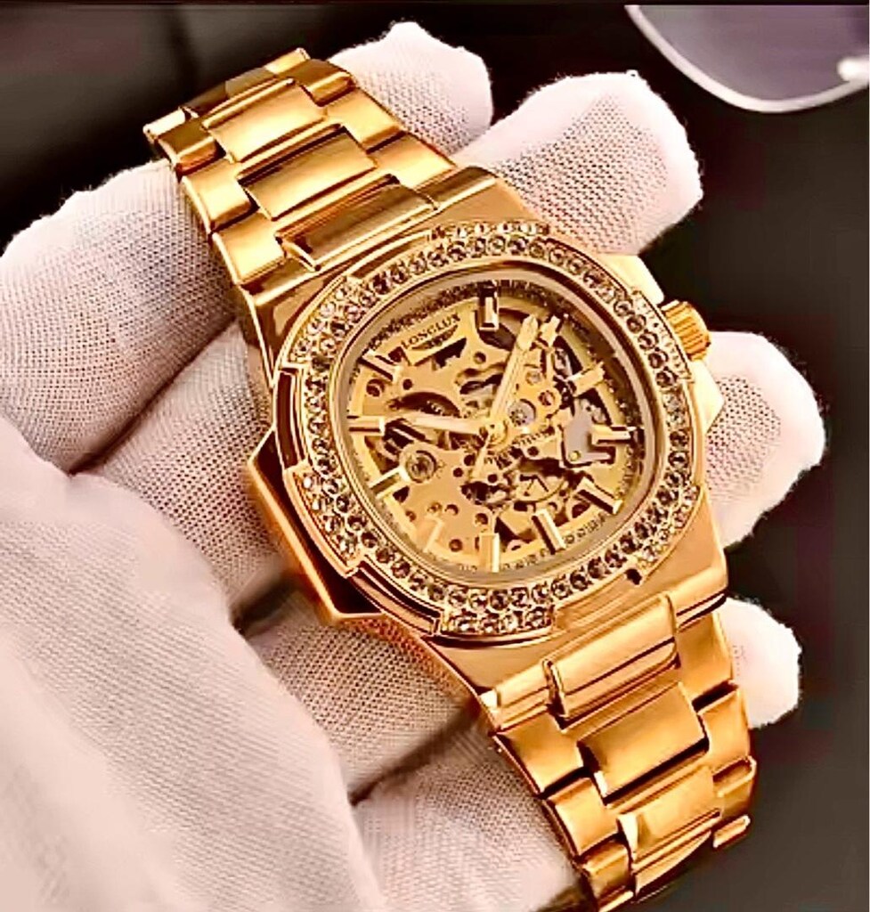 ‼SIFIR/İTHAL/Unisex,Tam Otomatik,18K Altın Swarovski Taş Çerçeve - 2