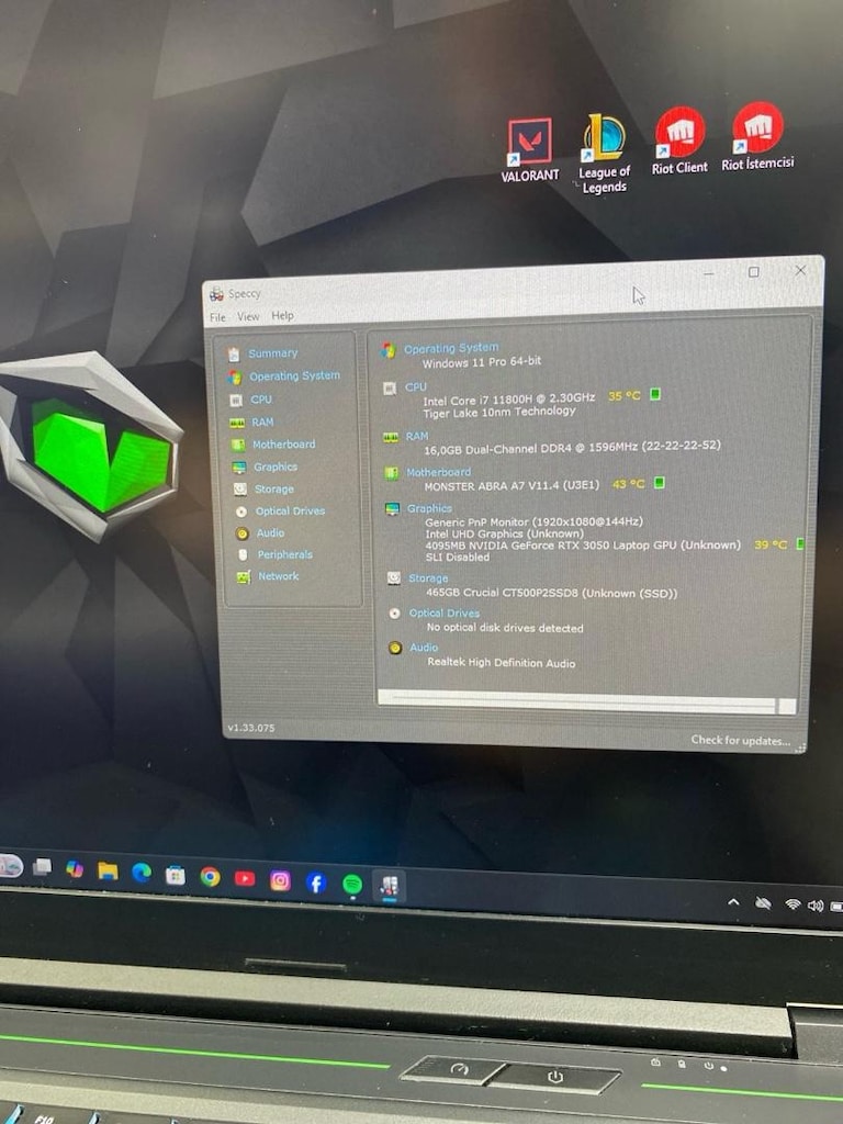 Monster Abra A7 V11.4 17,3" Gaming Çanta ve kablosuz mouse hediye - 5