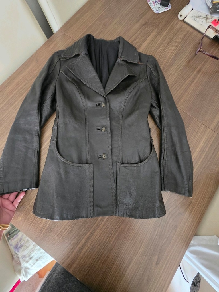 kahverengi vintage deri ceket kusursuz — görsel 4/18