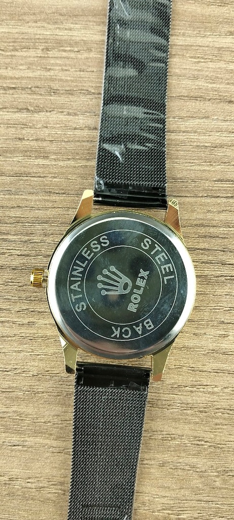 Sıfır Kullanılmamış 40 mm Siyah Kadranlı Metal Hasır Kordonlu Kol Saat - 3