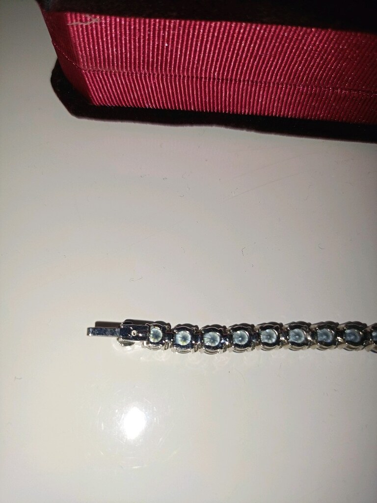 swarovski matrix tennis bileklik yuvarlak kesim mavi - 3