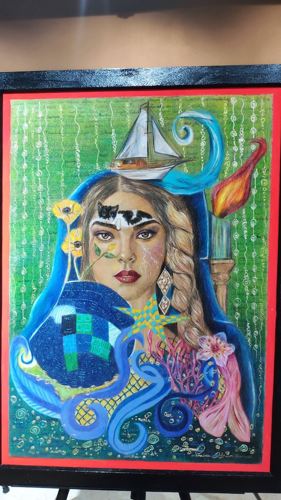 Özgün Tasarım Kuruboya Soyut Portre - Büyük Boy Tablo 80x60