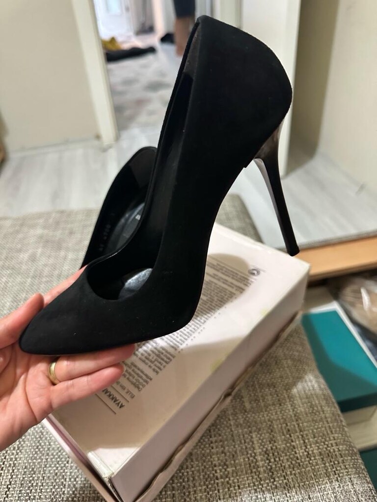 Elle Siyah Süet Stiletto 37 Numara – Çok Temiz