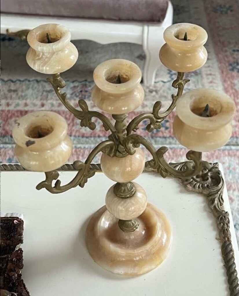 beş kollu antika şamdan - 2