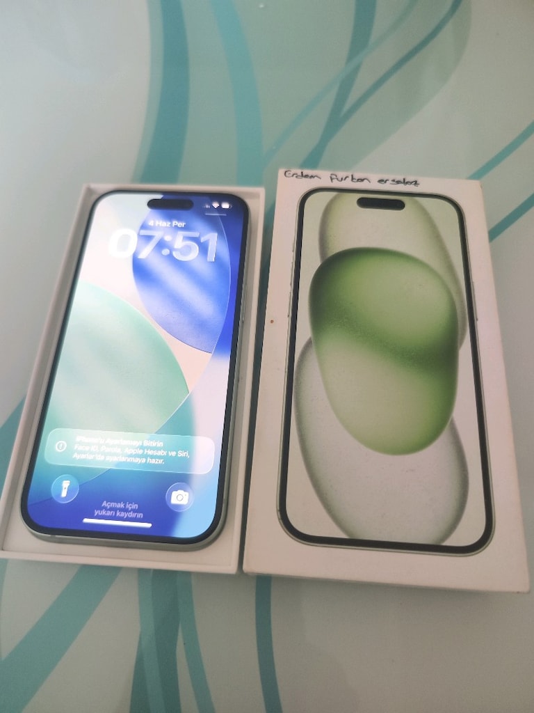 KARTA TAKSİT TR CİHAZİ İPHONE 15 128 GB PİL 86 KUTU VE ŞARJ ALETİ MEVC - 4