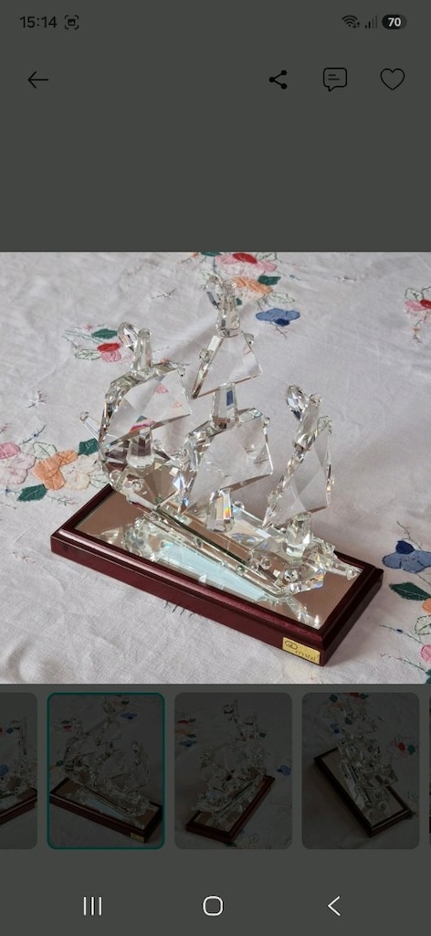 El Yapımı Kristal Yelkenli Gemi - 3