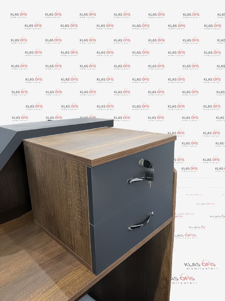 KLAS OFİS ÜSKÜDAR 140x65 CEVİZ GRİ BANKO SIFIR ÜRÜN - 5