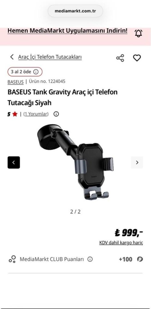Baseus Araç İçi Telefon Tutacağı Siyah - 3