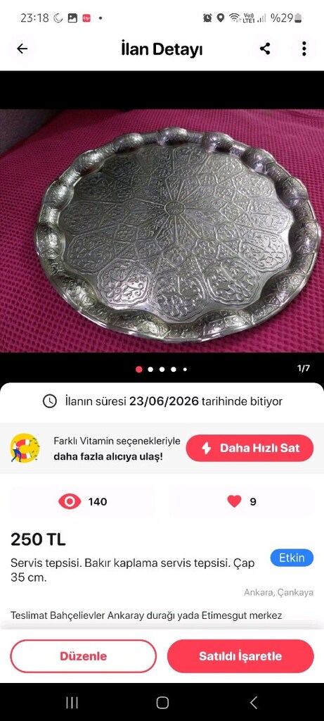 Tepsi çeşitleri. Mavi izmir tepsi hariç diğerleri adet 125tl. - 10