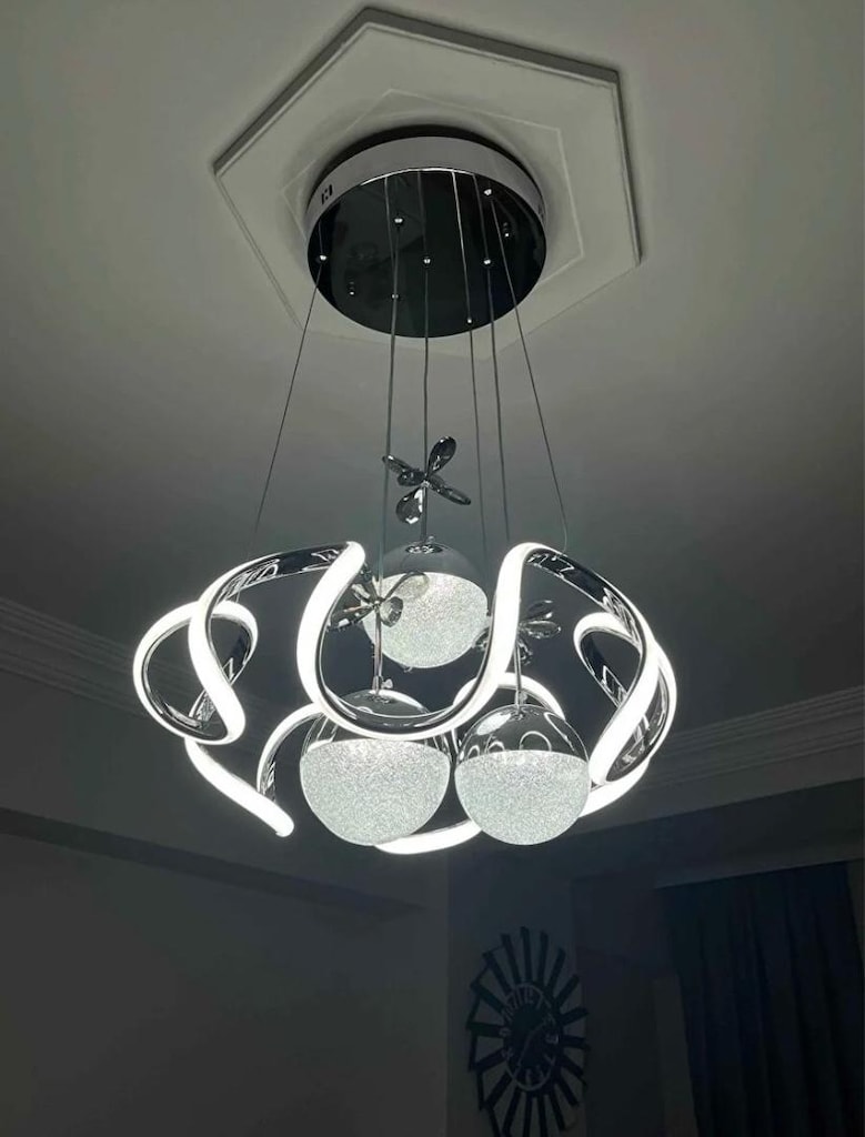 SON FİYAT ETLİK TESLİM SIFIR ÜRÜN 3 RENK MODERN KROM SALON LED AVİZE - 2