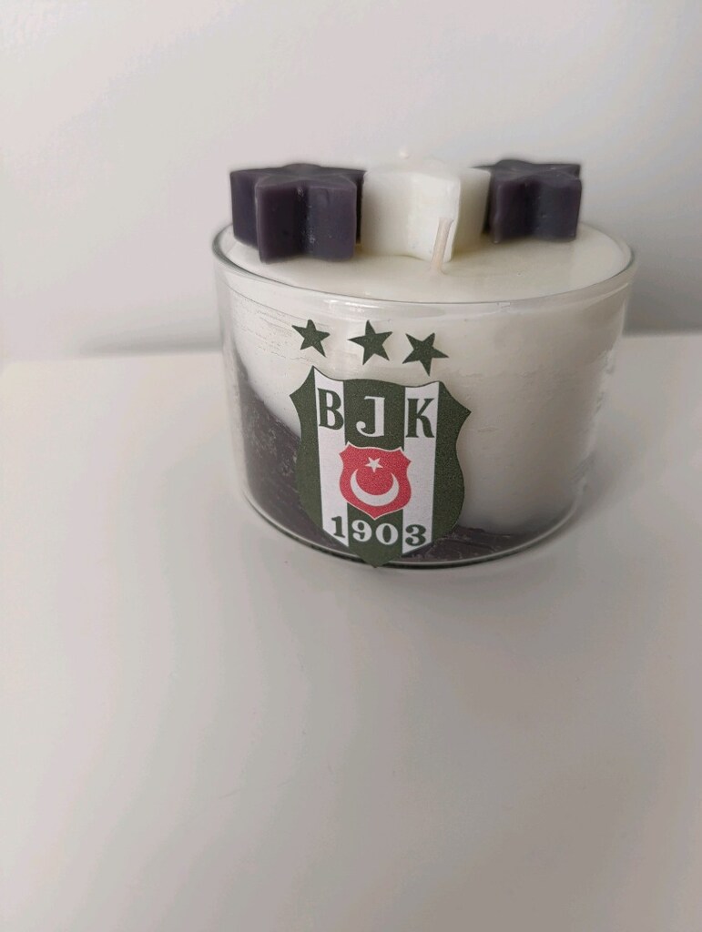 Beşiktaş Temalı El Yapımı Cam Bardak Kokulu Mum - 3