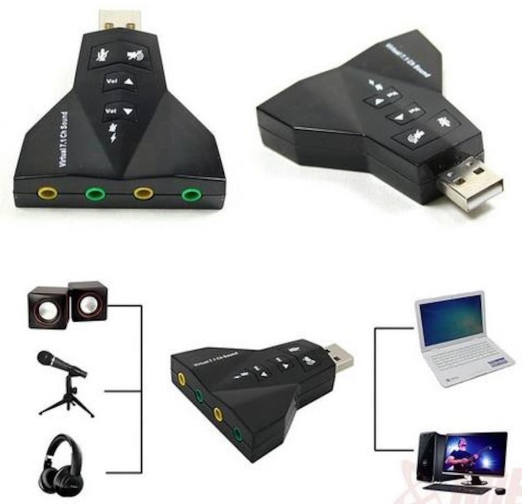 7 Kanal Mikrofon Destekli Çift Girişli Çevirici Harici Usb Ses Kartı - 2