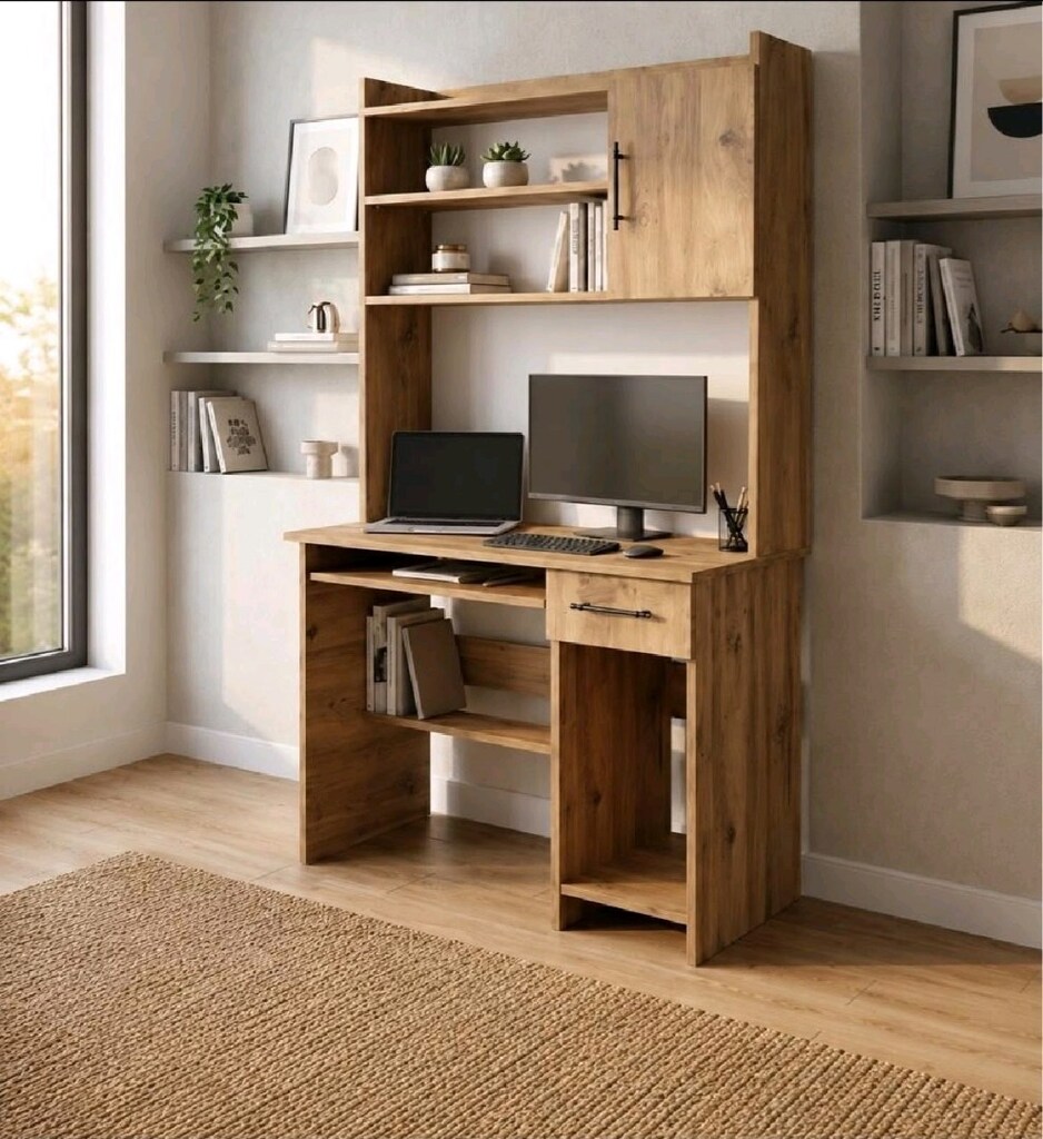 Raflı ve Çekmeceli Modern Çalışma Masası - 2