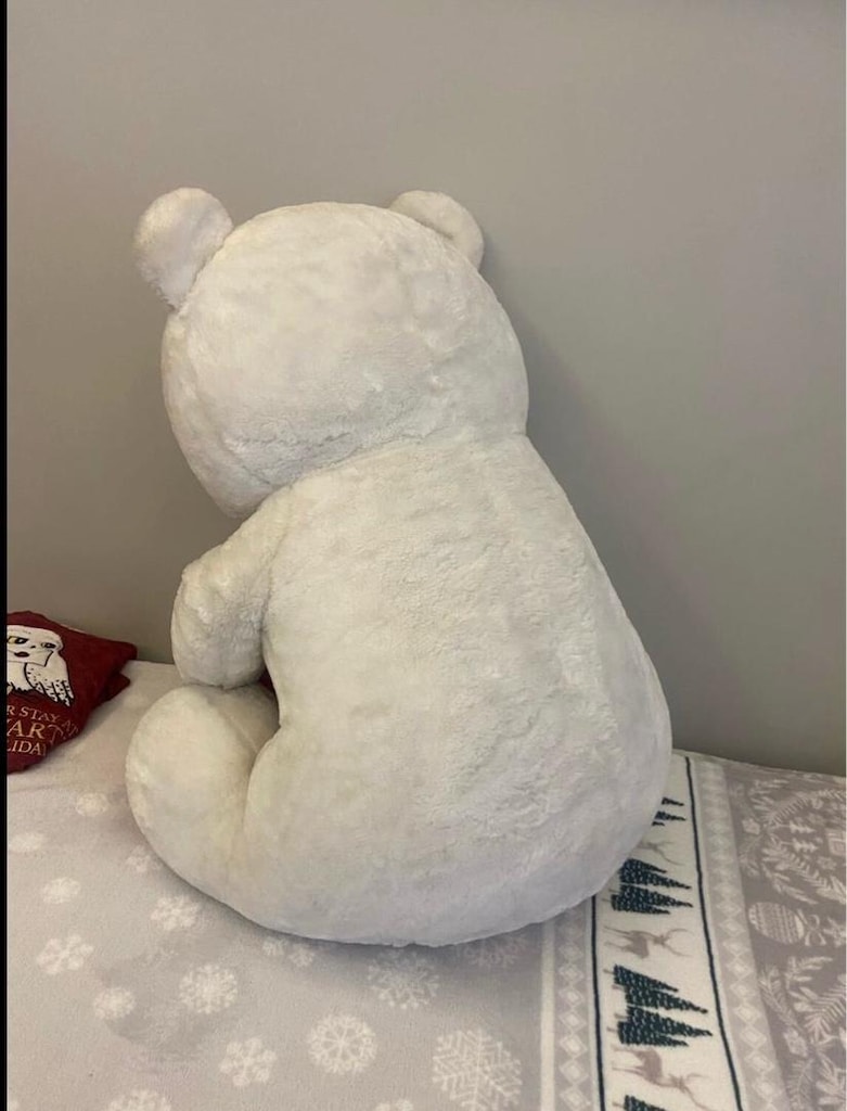 Büyük beyaz Peluş ayıcık 80 cm kalp yastıklı - 5