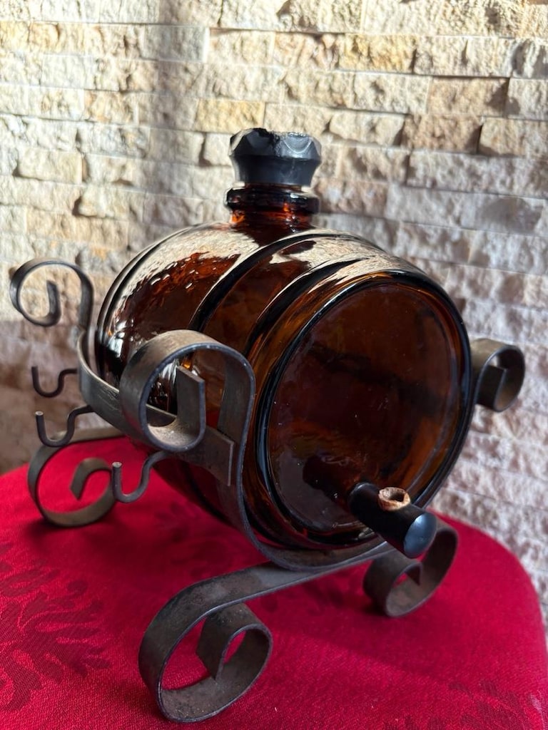 Ferforje Standlı Vintage Cam İçki Fıçısı – 1.5 Litre (Dönem Ürünü) - 6