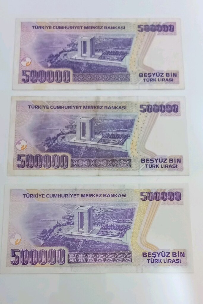 ESKİ PARA BEŞYÜZBİN TÜRK LİRASI 3 adet - 2