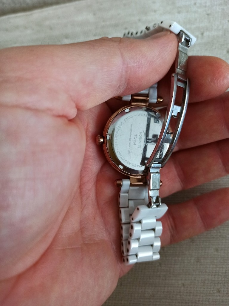 orjinal Momentus Sedef kadran seramik kordon rose Gold bayan saat - 5
