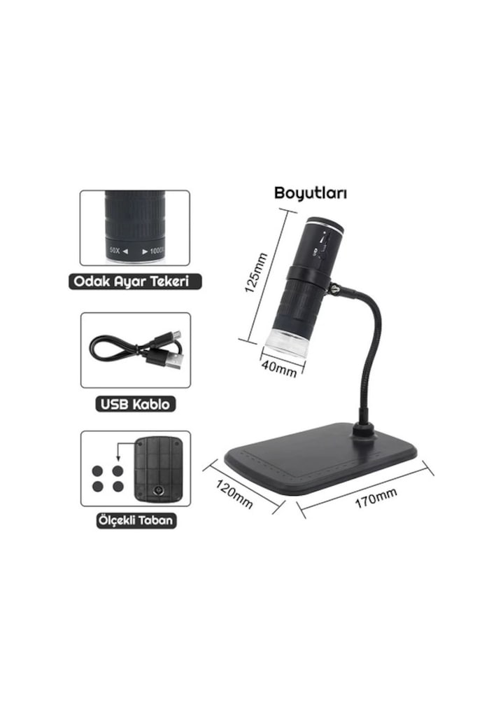 Şarjlı Kablosuz WiFi Dijital Mikroskop 1000X SIFIR - 5