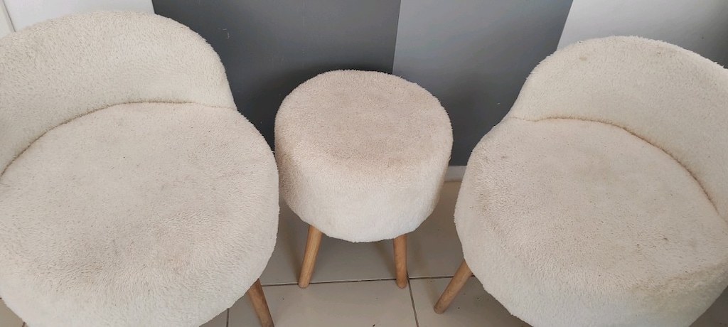 2 Adet Berjer + 1 Puf | Teddy/Bukle Kumaş | Ahşap Ayaklı - 5