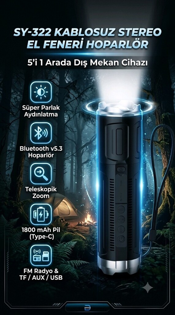 hem fener hem bluetooth hoparlör - 3