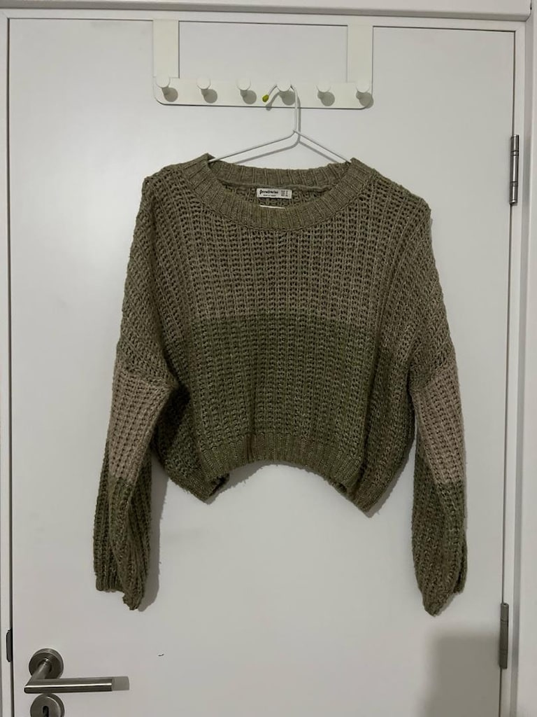 BERSHKA balon kollu crop kazak - 4
