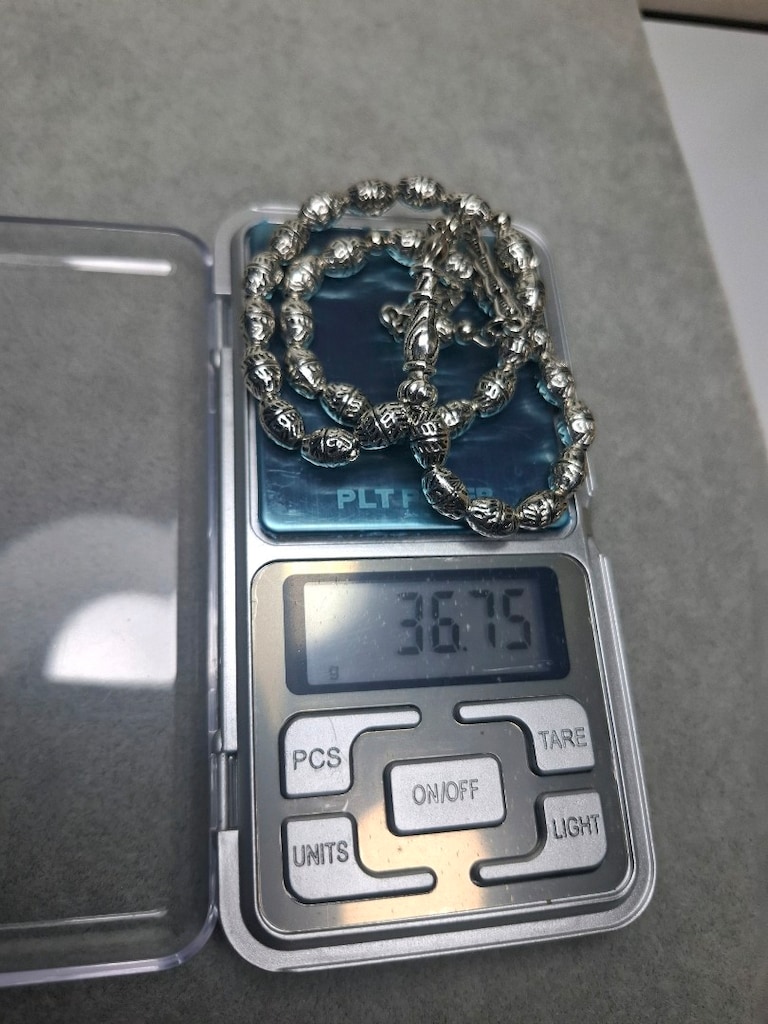 Gümüş Renk Pirinç kaplama Tesbih 36.75 gr - 3
