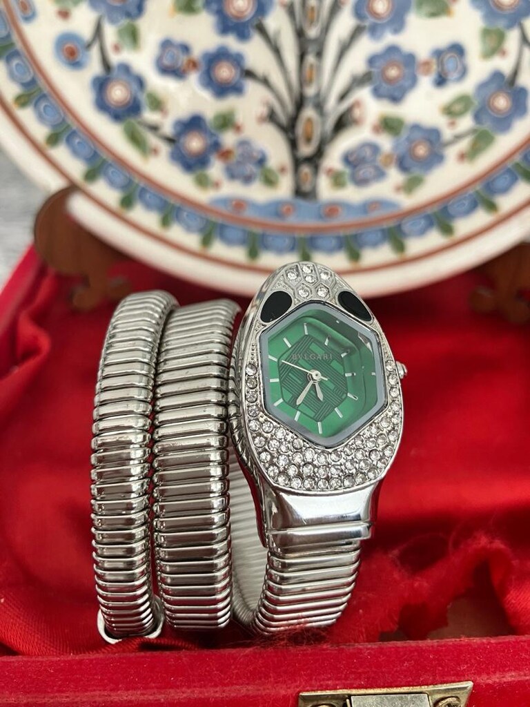 Bvlgari Yeşil Kadranlı yılan kordon Taşlı kadın Saat… - 7