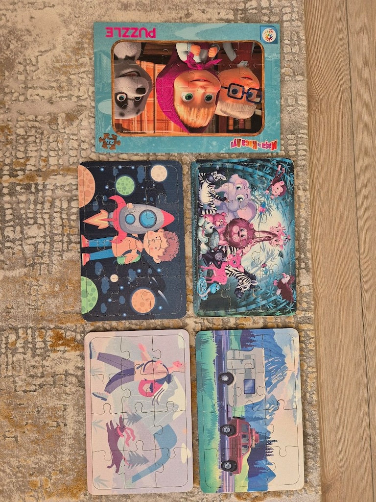 cocuk ahşap puzzle yapboz 5 adet - 2