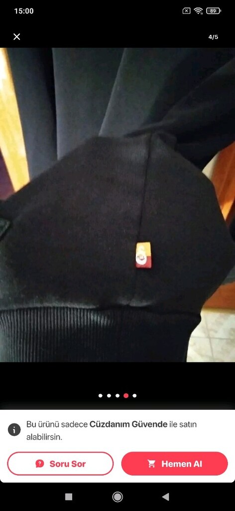 GS SWEATSHİRT KAPŞONLU SİYAH42/XL BEDEN - 4