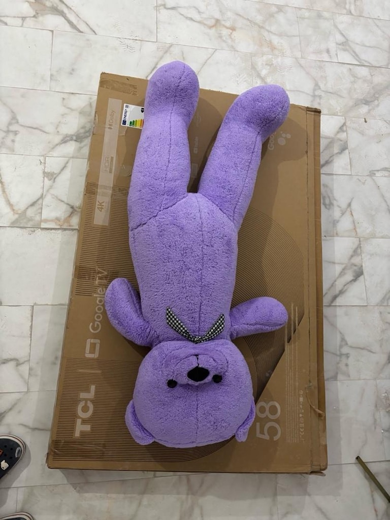 120 cm mor peluş ayı - 3