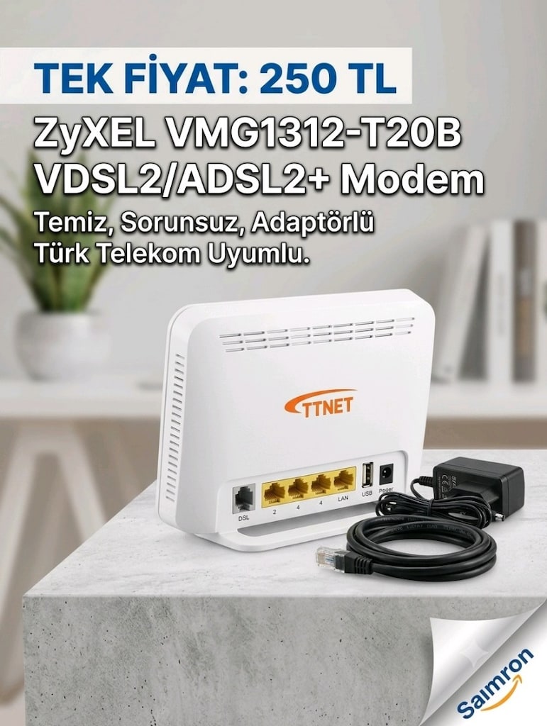 Temiz Çalışır Durumda ZyXEL VDSL/ADSL Modem + Adaptör - 5