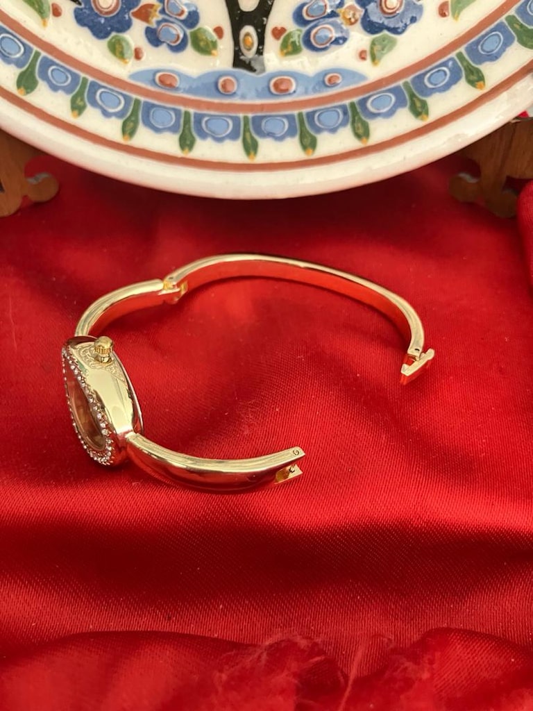 Cartier Altın Tonlu yeşil kadran kelepçe kordon oval kadın saat - 7