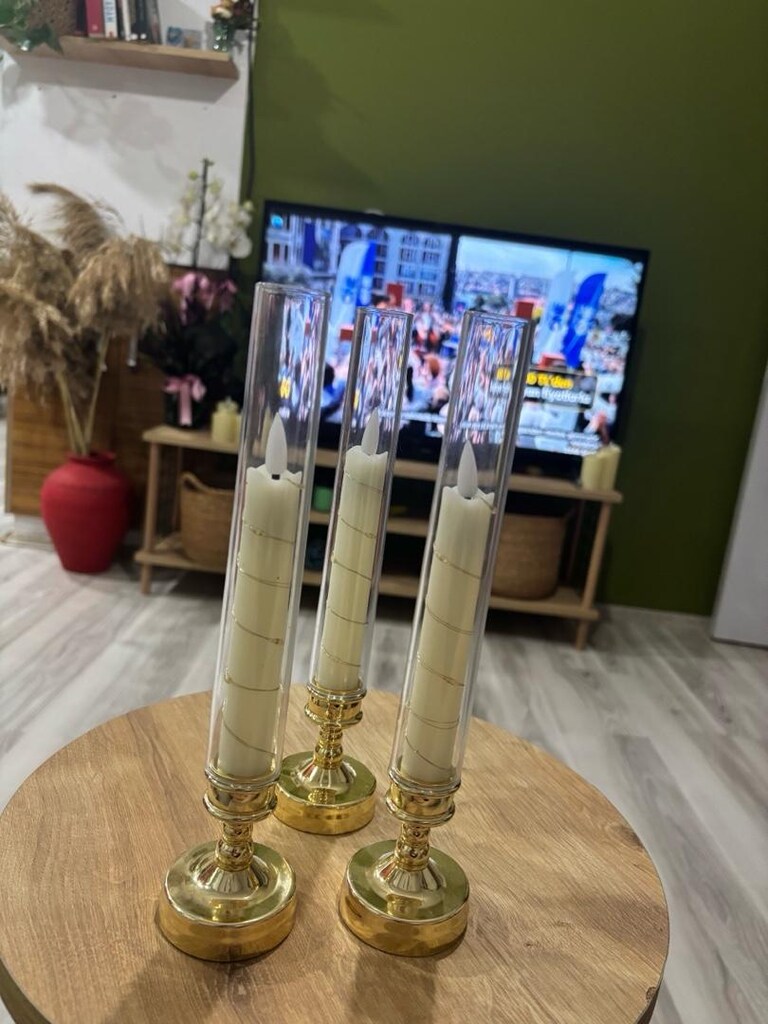 led ışıklı mum 3 adet - 5