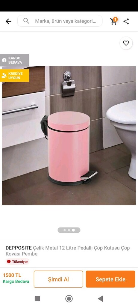 Pedallı metal pembe Çöp kovası 12 lt - 9