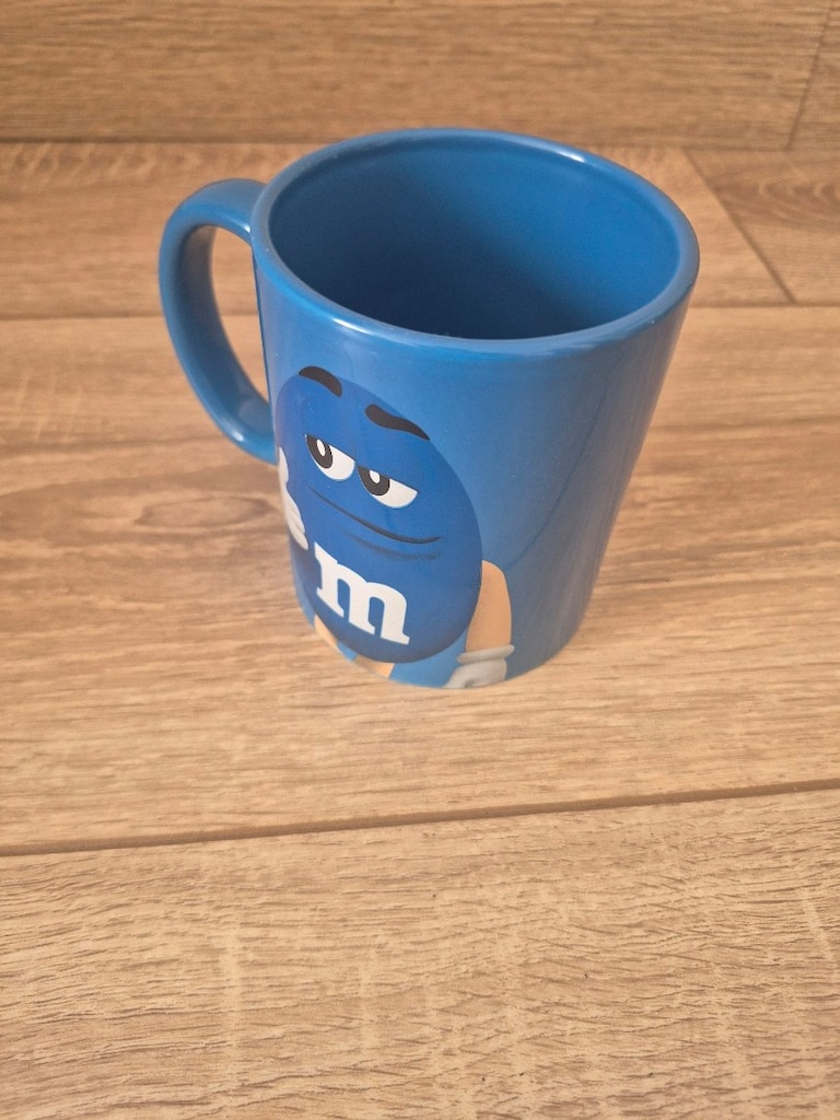 M&M Çikolata Kupa Bardak, Mavi Seramik, sıfır ürün, ön yüzündeki M&M k - 5