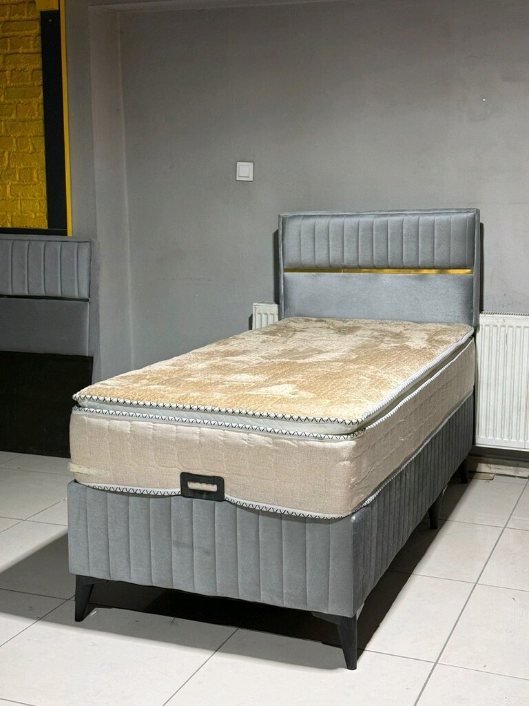 tek kişilik baza başlık +pedli yatak - 4
