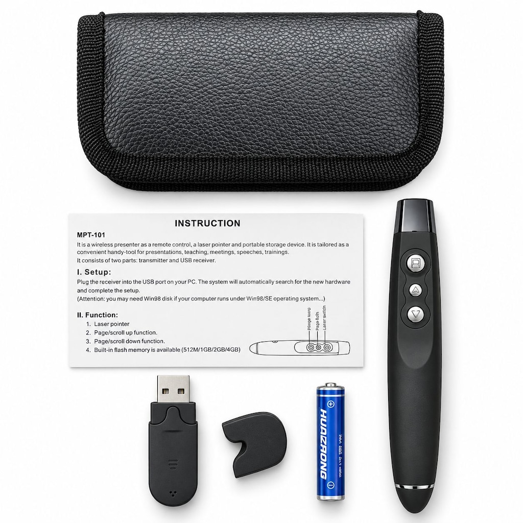 Çantalı Kablosuz Sunum kumandası Lazer Pointer PP1000 - 9