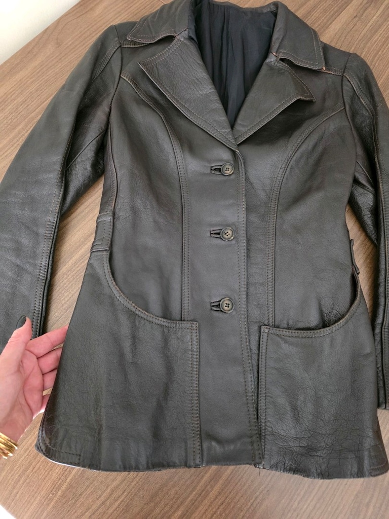 kahverengi vintage deri ceket kusursuz — görsel 3/18
