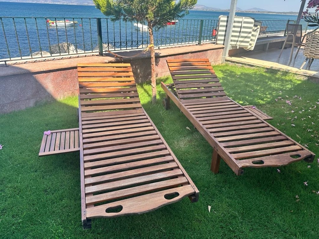 2 Adet Elite Teak Ahşap Şezlong + Minderleri Dahil - 2
