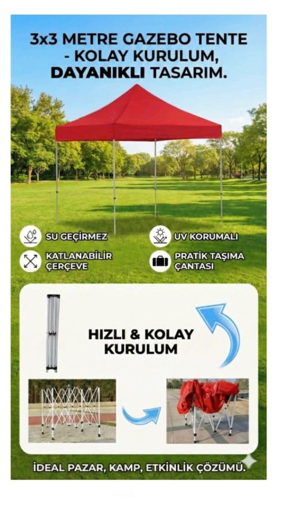 Gazebo çardak 3x3 kare profil depo teslim gel-al 6000₺ - 2