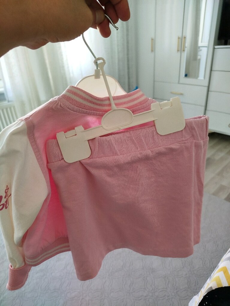 kız çocuğu pembe ve beyaz etekli takim - 3