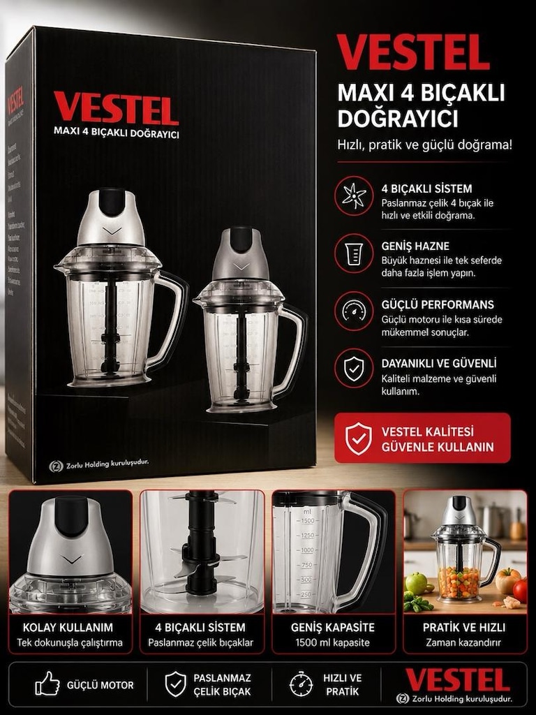 Vestel maxi 4 bıçaklı doğrayıcı