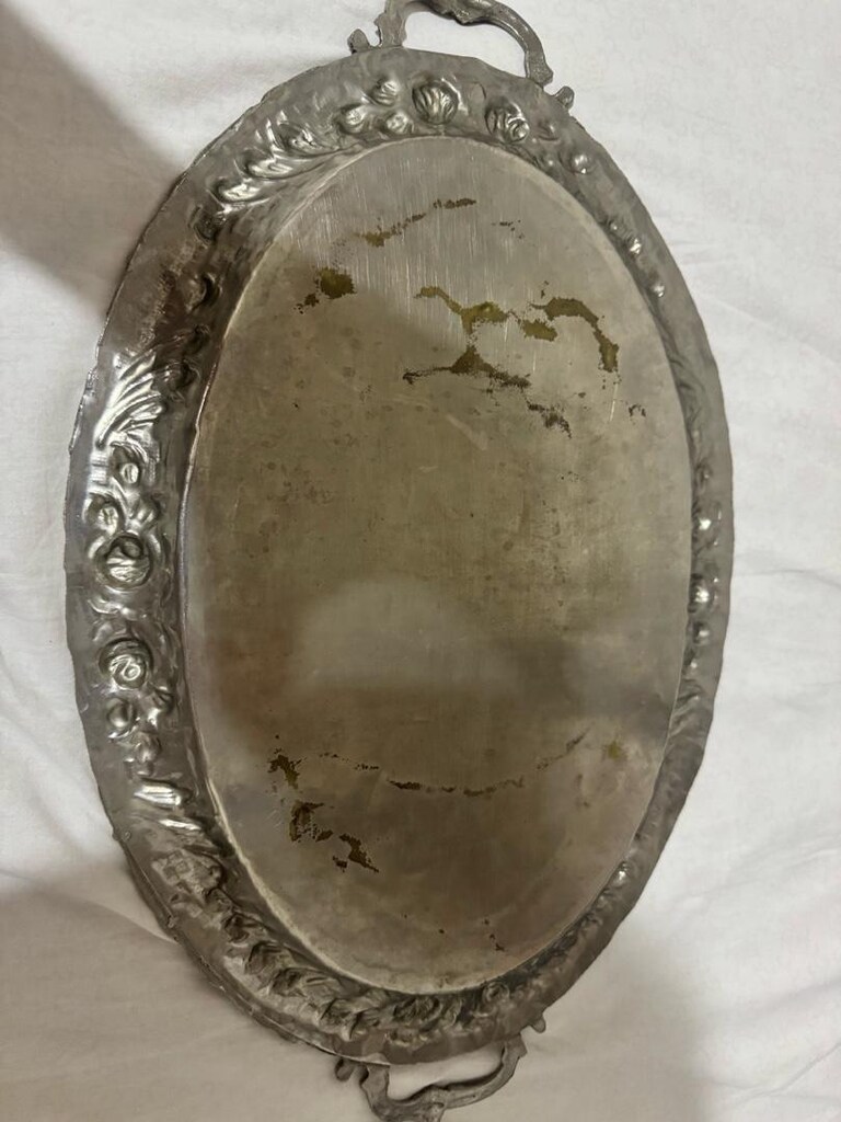 Vintage AG Damgalı Gümüş Kaplama Tepsi - 4