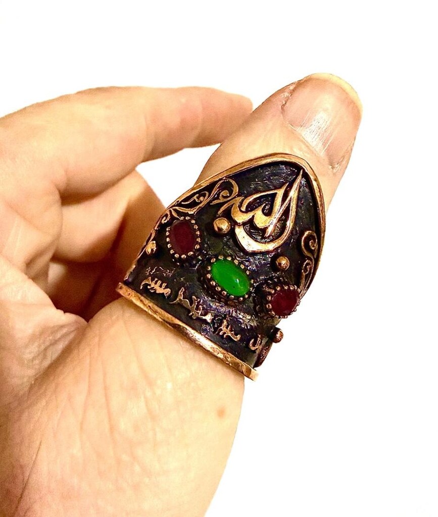 ‼SIFIR/Özel Üretim 925A Zihkir Doğal Yakut,Zümrüt,Ya Allah Lafzı - 2
