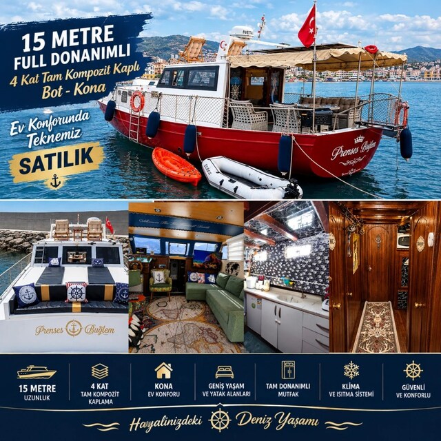 15 METRE KOMPLE YENİLENMİŞ KOMPOZİT KAPLI TAM TAKIM TEKNE