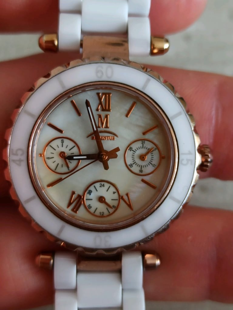 orjinal Momentus Sedef kadran seramik kordon rose Gold bayan saat - 8