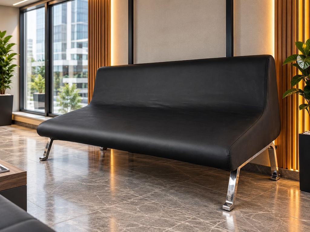 KLAS OFİS ÜSKÜDAR 80x180 CM SİYAH BEKLEME KOLTUĞU İKİNCİ EL - 4
