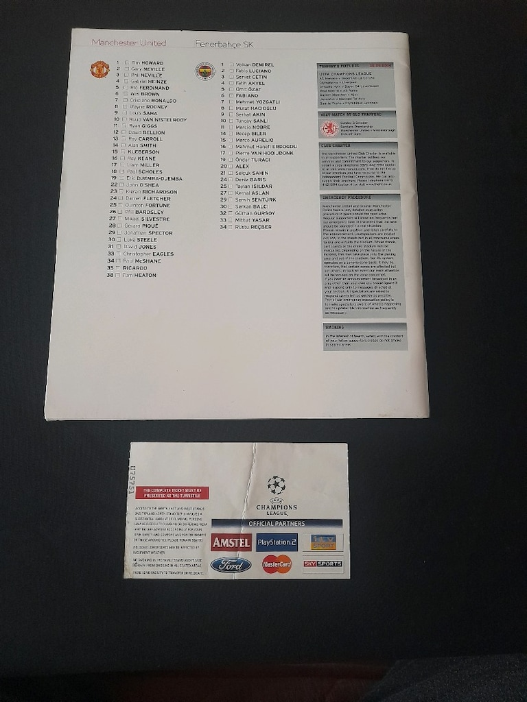 Manchester united Fenerbahçe maç günü dergisi ve bileti - 2