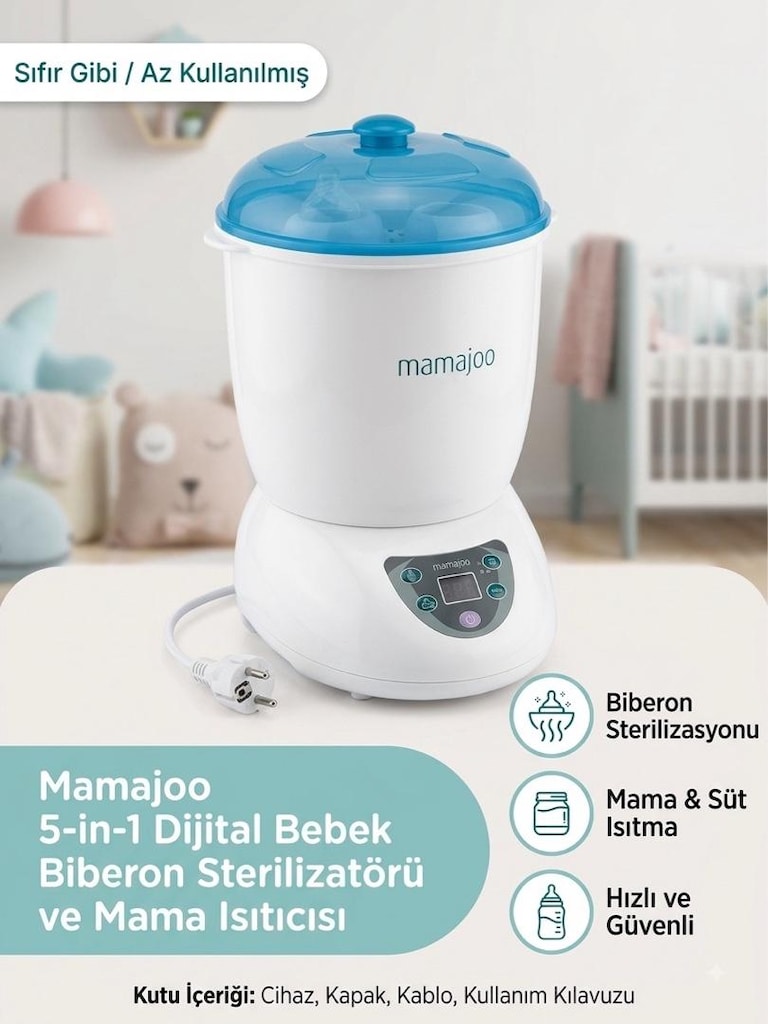 Mamajoo 5-in-1 Dijital Biberon Sterilizatörü ve Mama Isıtıcısı (Temiz